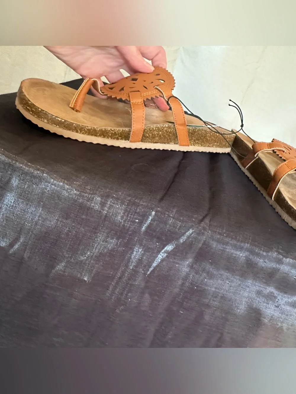 Maurices Burnt Orange Tan Decorative Cutout Slide Sandals SuperCush Alyssa 11